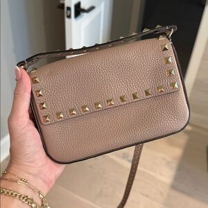 Valentino Garavani Brown Crossbody Bag with Gold Studs